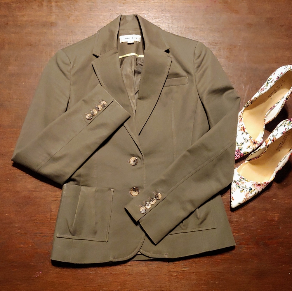 Calvin Klein Army Green Fitted Blazer